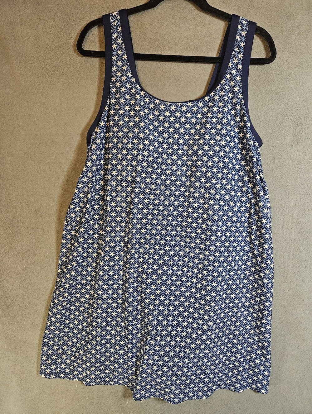 Lands End Womens Plus 2X Swimsuit Dress Scoopneck Blue Floral Shorts Swimwear